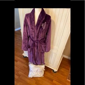 Younique Purple Plush Robe & Star Blanket